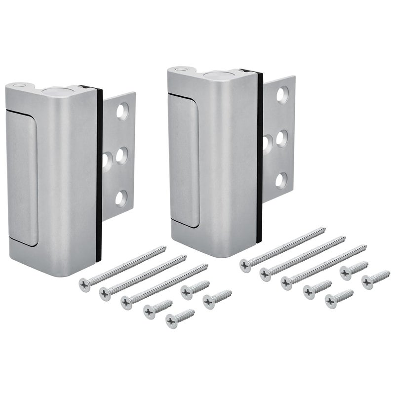 HardwareX Supply Door Reinforcement Lock, Privacy Door Latch Harden Construction 3"" Stop Childproof, Satin Nickel (2 Pack) - Image 1